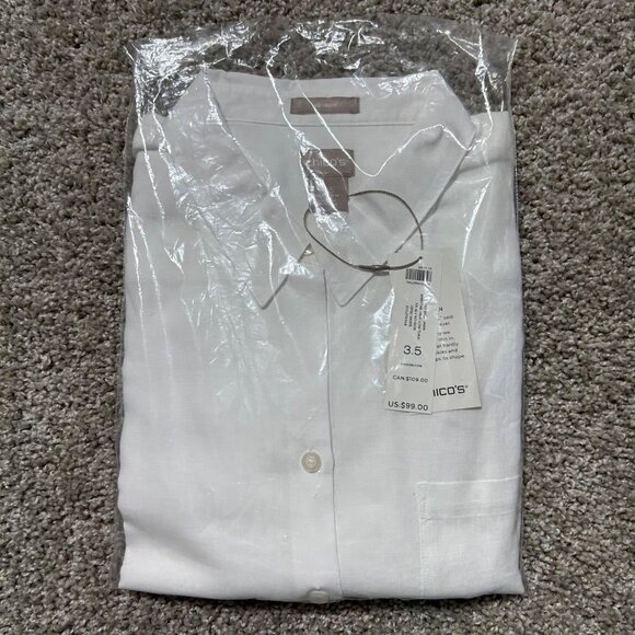 Chicos Women's Sz XL No Iron 100% Linen 3/4 Sleeve Shirt - Picture 3 of 10